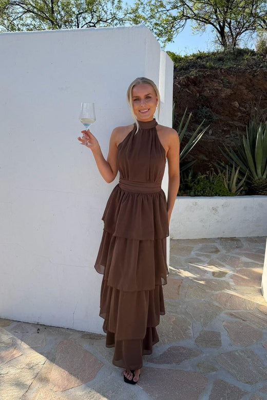 BYIC - Belleic Long Dress A25141 - Dark Brown Kjoler 