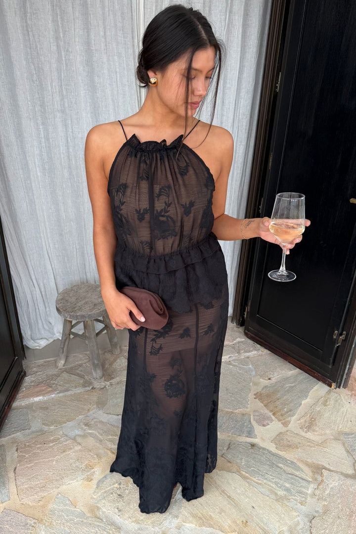 BYIC - Ellinoric Lace Maxi Skirt - vb Vintage Black Nederdele 