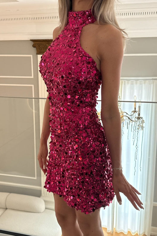 BYIC - Emilyic Mini Dress A23997 - Fuchsia Pink Sequin