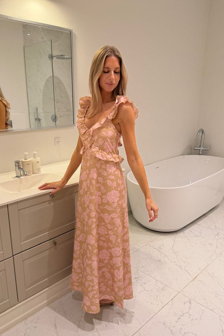 BYIC - Melbaic Dress A23117 - Beige Pink Blossom