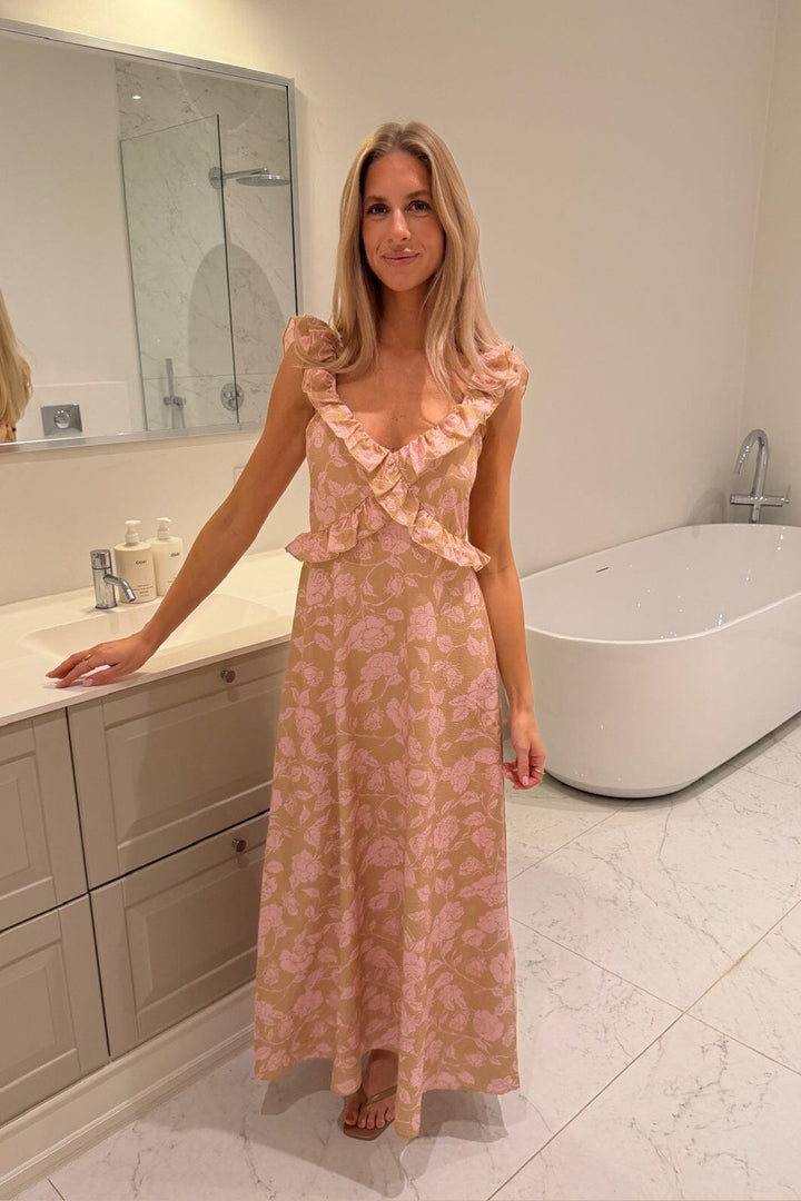 BYIC - Melbaic Dress A23117 - Beige Pink Blossom