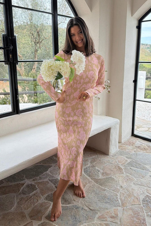 BYIC - Odaic Dress A1015 - Beige Pink Blossom Kjoler 