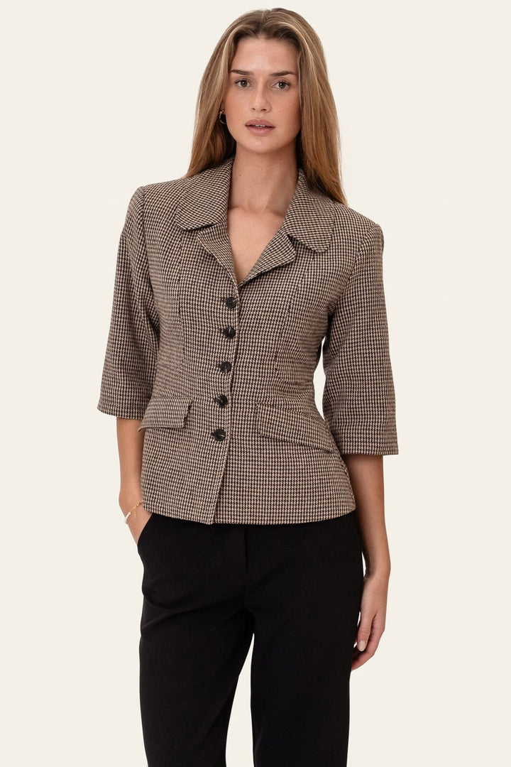 BYIC - Stineic Ss Blazer A23998 - Brown Checks