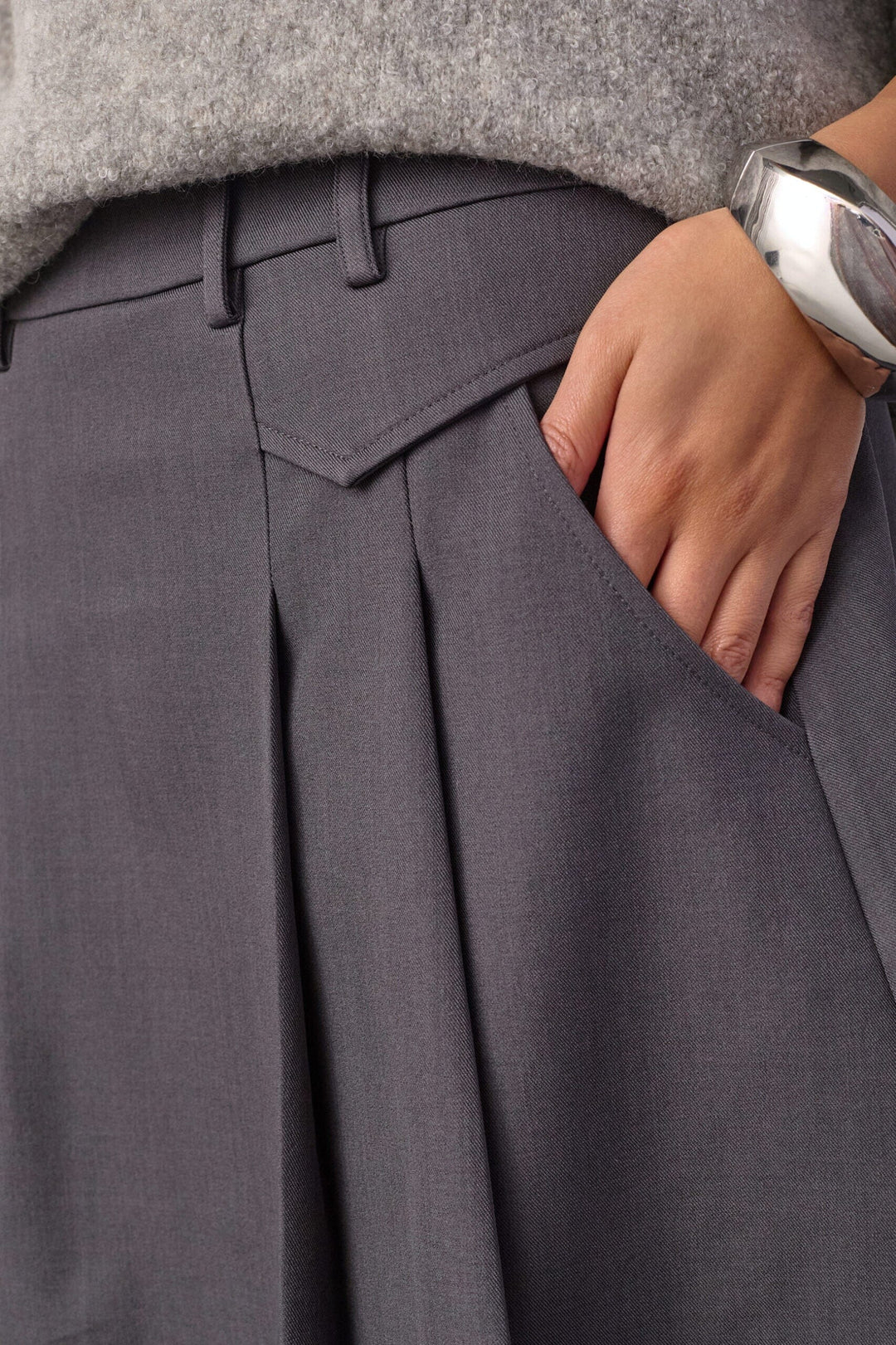 Co´Couture - 34223 Lunacc Pocket Pleat Mini Skirt 500180 - 65002 - Dark Grey Nederdele 