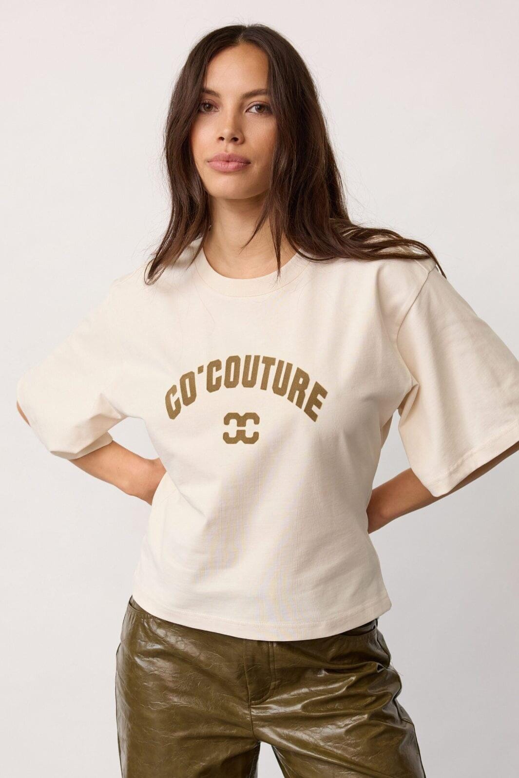 Co´Couture - 43013 Zengacc Tee O-Neck 500108 - 10040 - Pearl - Olive T-shirts 