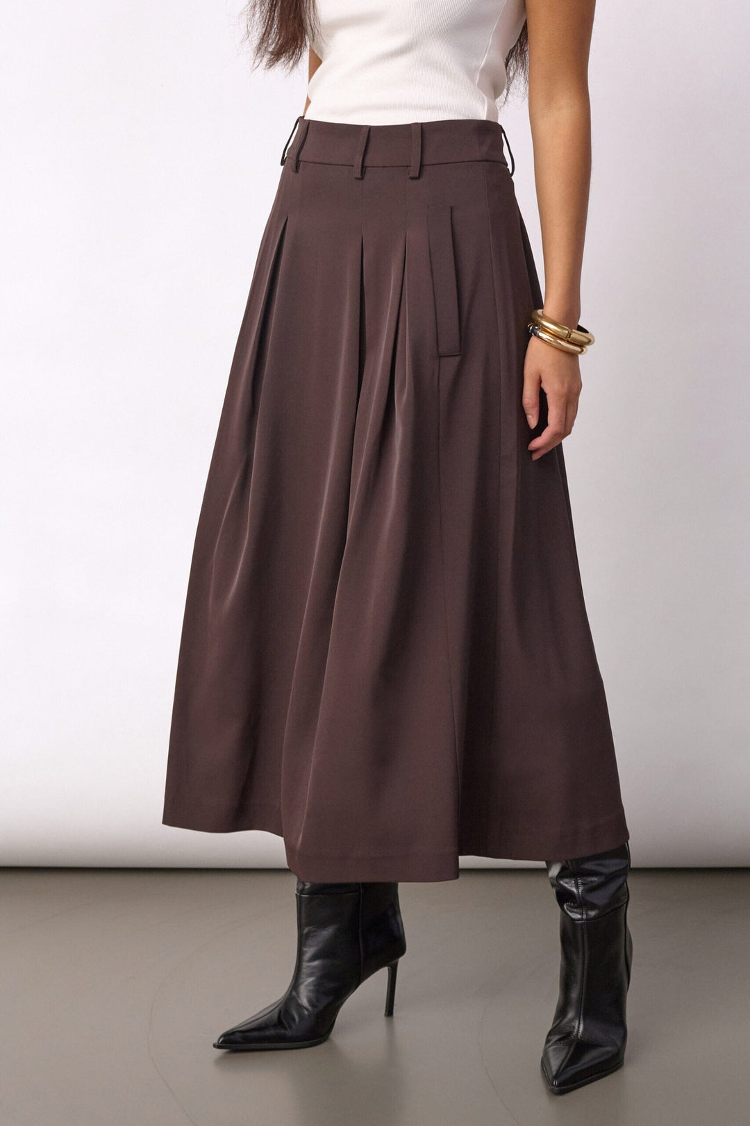 Co´Couture - Alinicc Anya Pleat Skirt 500182 - 20003 - Dark Brown Nederdele 
