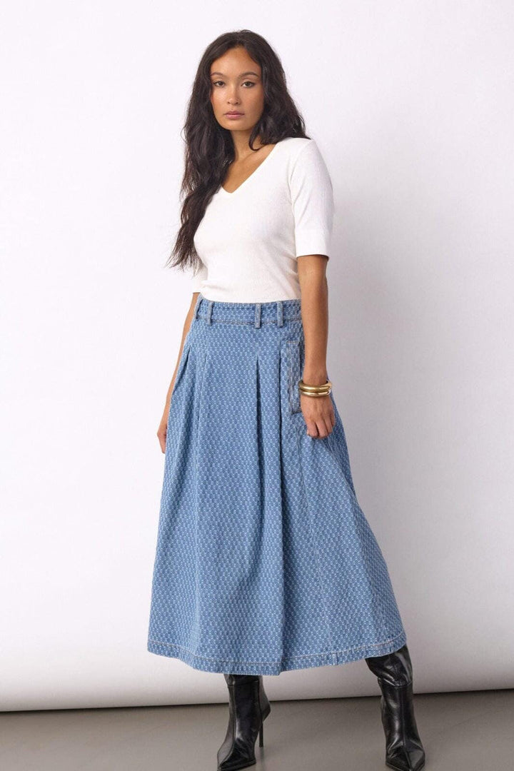 Co´Couture - Antocc Anya Pleat Skirt 500178 - 45004 - Light Denim Nederdele 