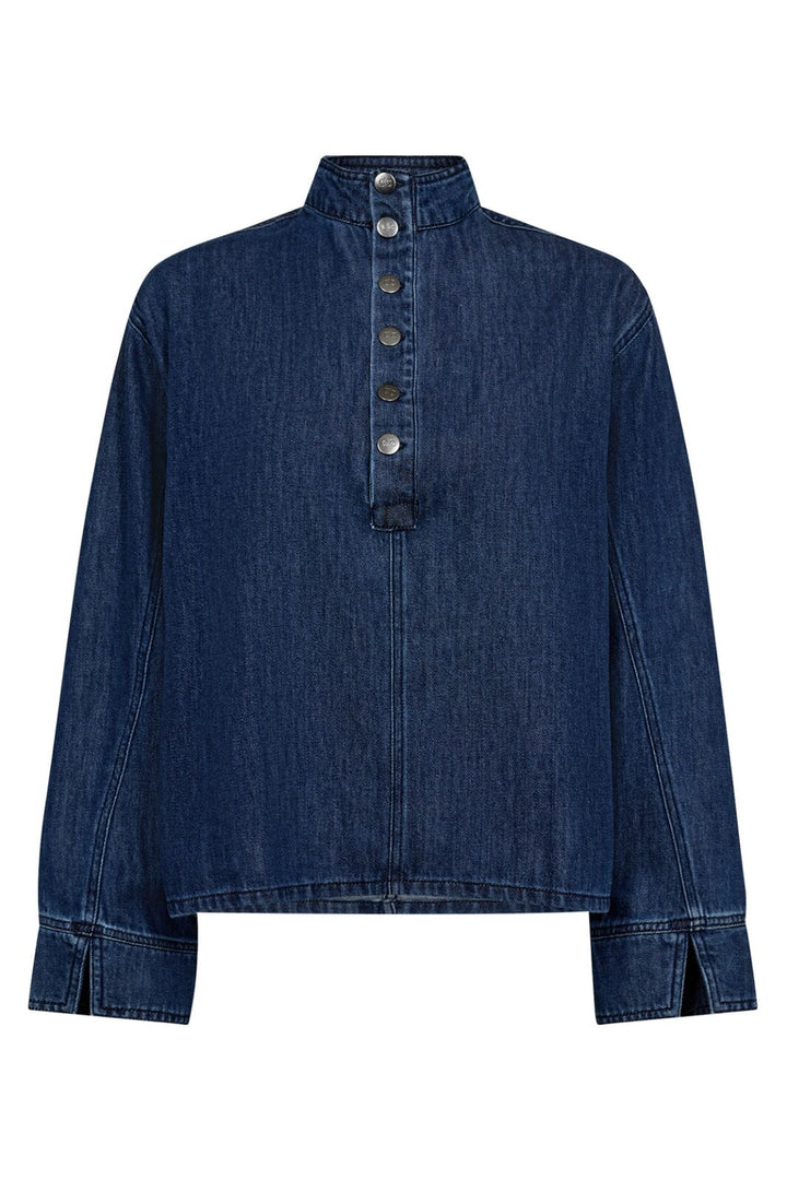 Co´Couture - Azminacc Denim Placket Blouse 35948 - 552 - Denim Blue