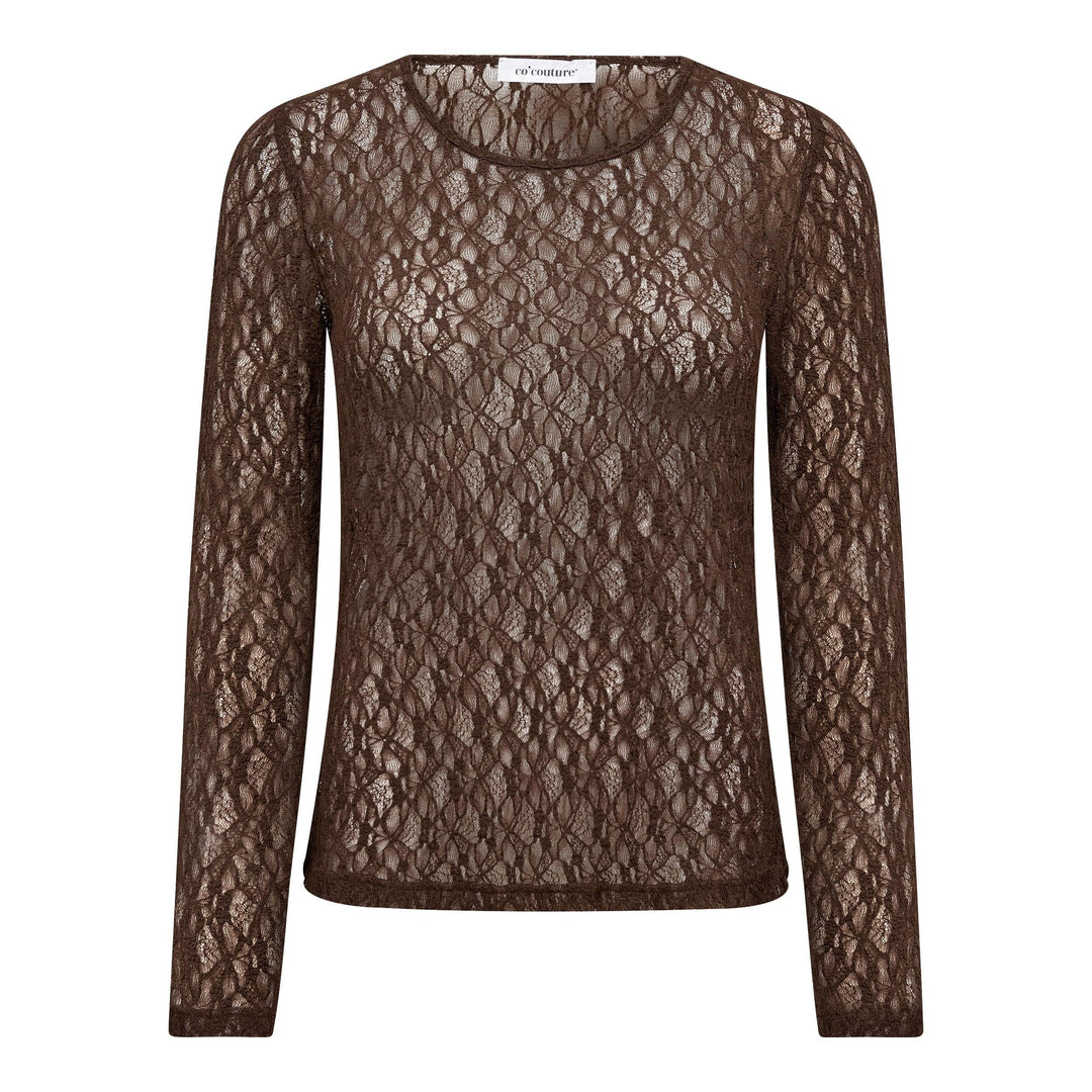 Co´Couture - Barnacc O-Neck Blouse 500052 - 20003 - Dark Brown Bluser 