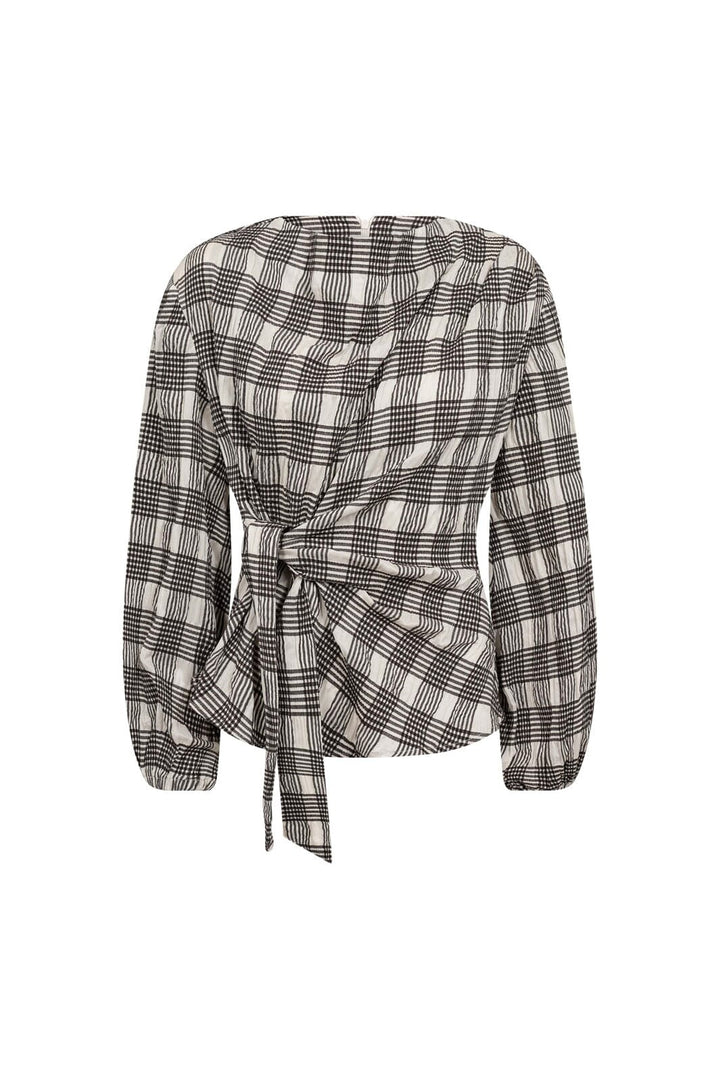 Co´Couture - Chandlercc Check Tie Blouse 500380 - 10006 - Bone