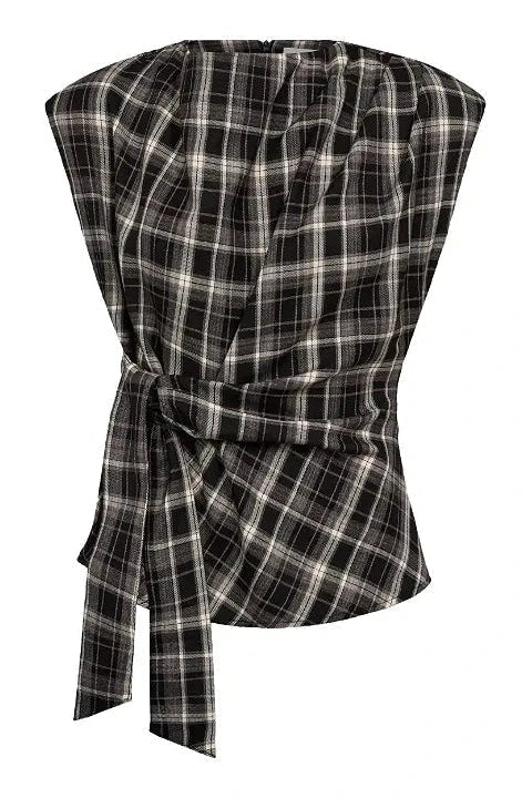 Co´Couture - Dagnycc Check Pleat Top 500070 - 65001 - Black T-shirts 