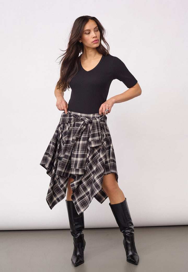 Co´Couture - Dagnycc Check Tie Skirt 500069 - 65001 - Black Nederdele 