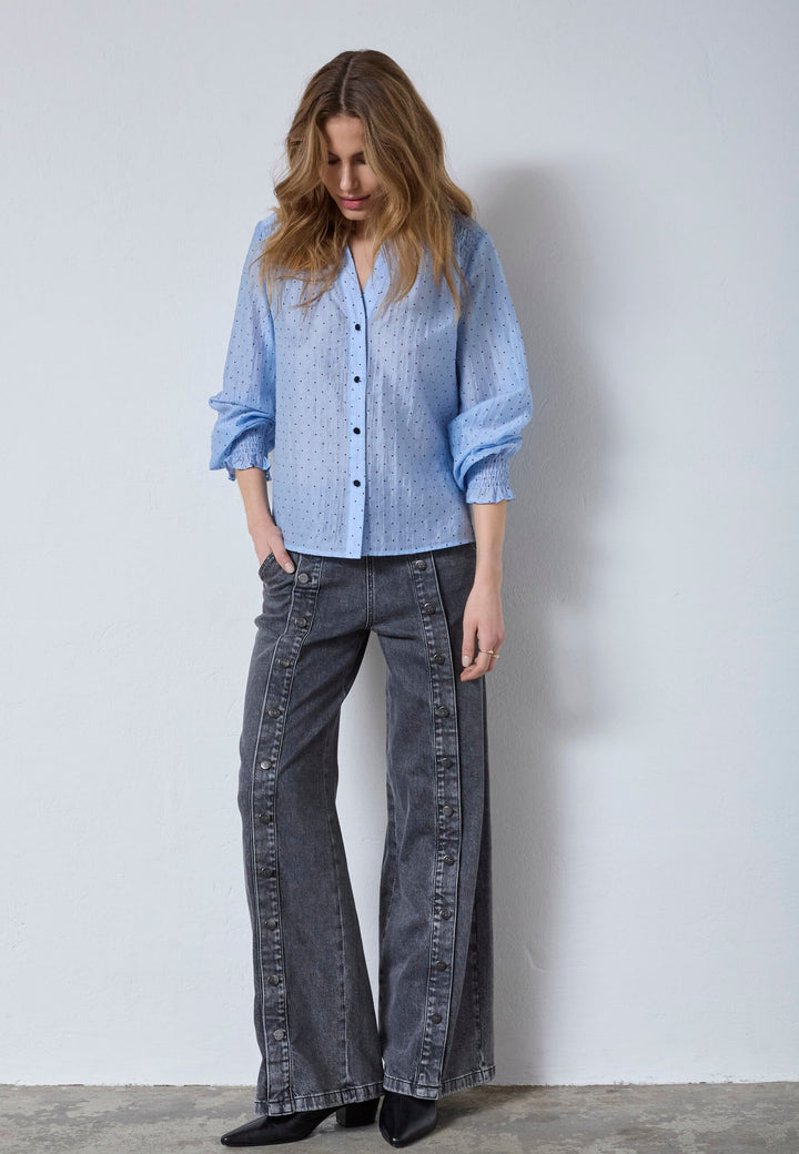 Co´Couture - Dallycc Dot V-Shirt 45007 - 23 - Pale Blue Skjorter 