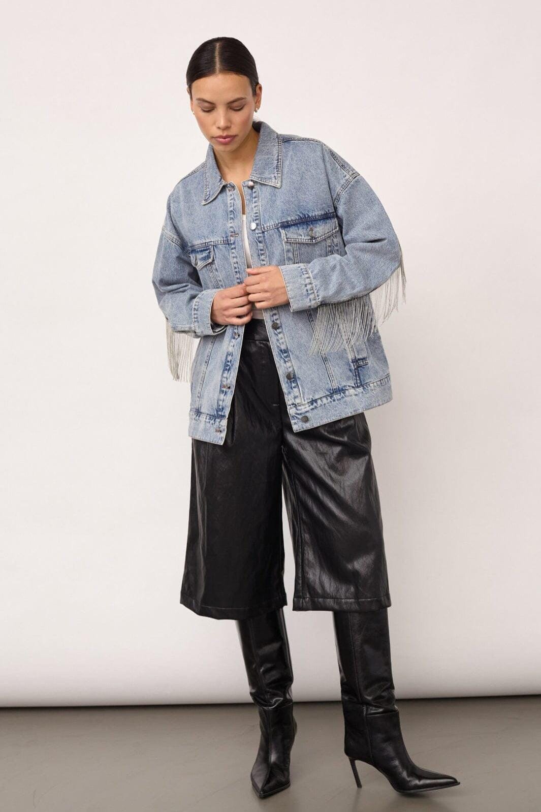 Co´Couture - Denicecc Denim Fringe Jacket 500114 - 45007 - Bleach Denim Jakker 