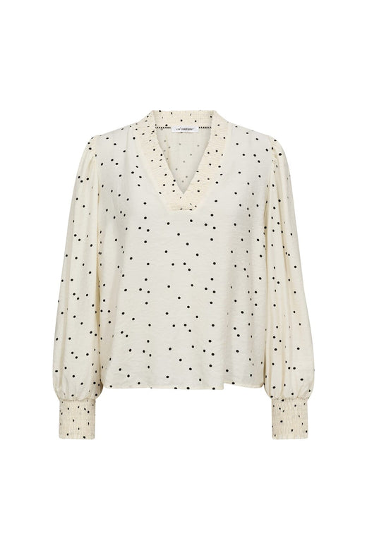 Co´Couture - Diemcc Dot V-Blouse 45062 - 1196 - Offwhite-Black