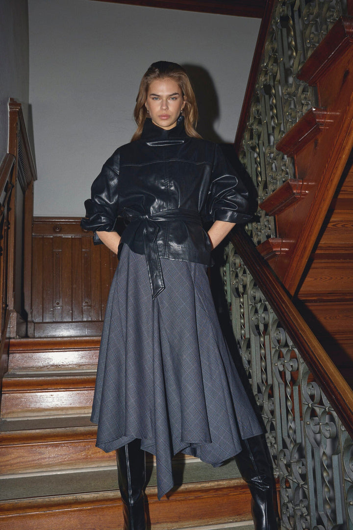 Co´Couture - Eloracc Check Asym Skirt 500309 - 65002 - Dark Grey Nederdele 
