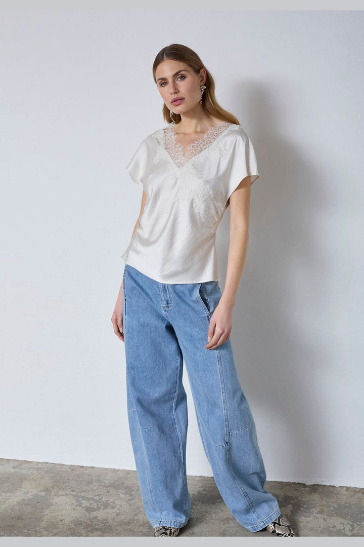 Co´Couture - Iduncc Lace Ss Blouse 45167 - 11 - Off White