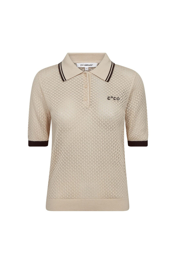 Co´Couture - Luecc Pointelle Polo Knit 42020 - 199 - Bone