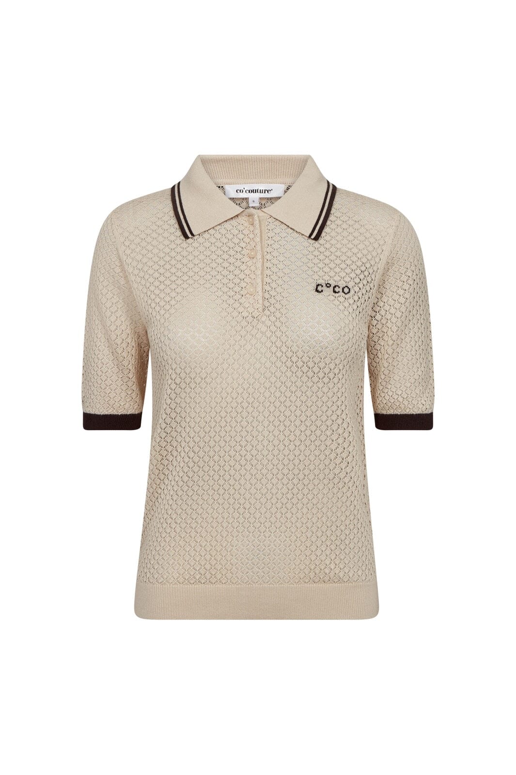 Co´Couture - Luecc Pointelle Polo Knit 42020 - 199 - Bone
