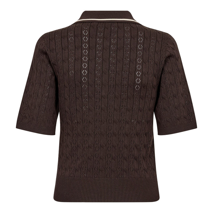 Co´Couture - Luecc Ss Polo Knit 500217 - 20003 - Dark Brown Skjorter 