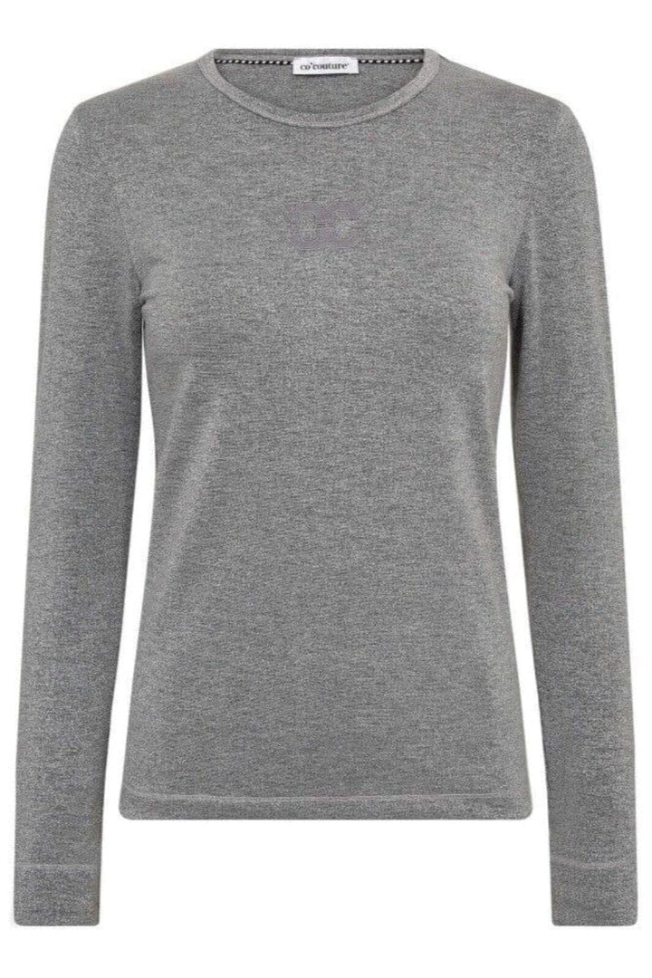 Co´Couture - Mannycc Lurex Emb L/S Tee 33210 - 930 - Silver T-shirts 