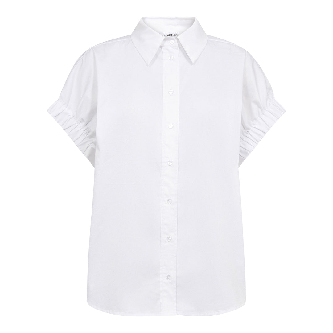 Co´Couture - Poppycc Elastic Cuff Ss Shirt 500053 - 10001 - White Skjorter 