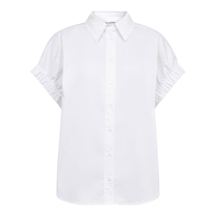 Co´Couture - Poppycc Elastic Cuff Ss Shirt 500053 - 10001 - White Skjorter 