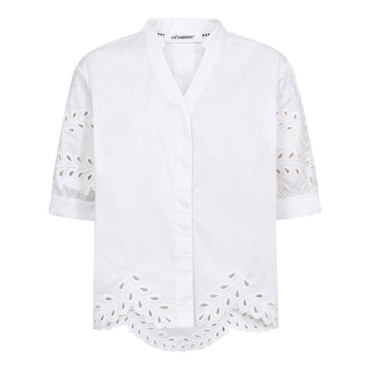 Co´Couture - Poppycc Emb. V-Shirt 500102 - 10001 - White Skjorter 