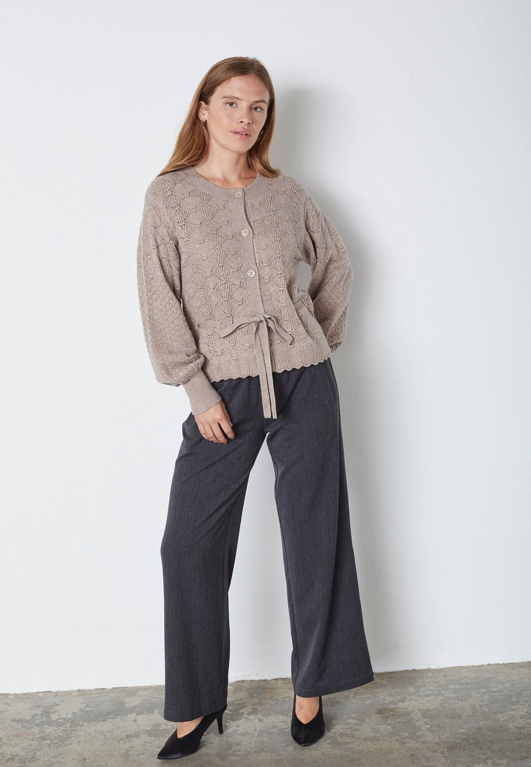 Co´Couture - Rowcc Pointelle Tie Cardigan 32241 - 127 - Champagne Cardigans 