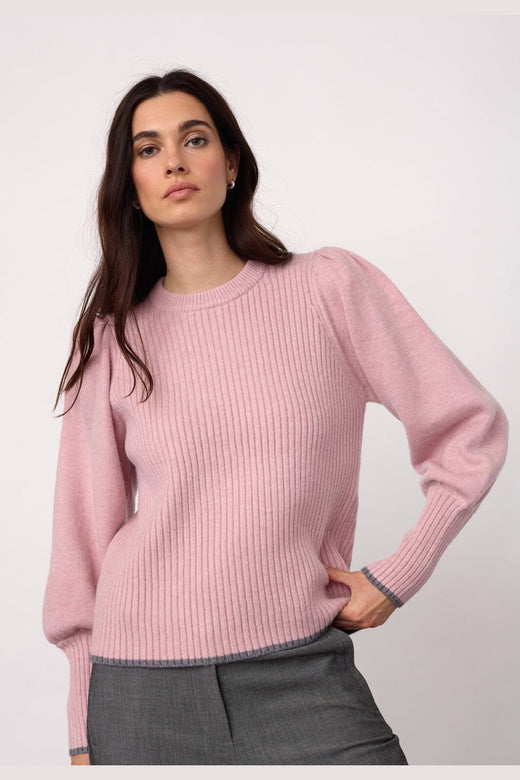 Co´Couture - Rowcc Puff Rib O-Knit 500282 - 35006 - Rosebloom