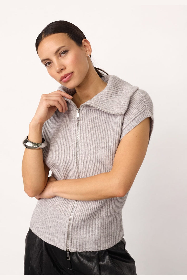 Co´Couture - Rowcc Zip Knit Vest 500028 - 65006 - Grey Melange