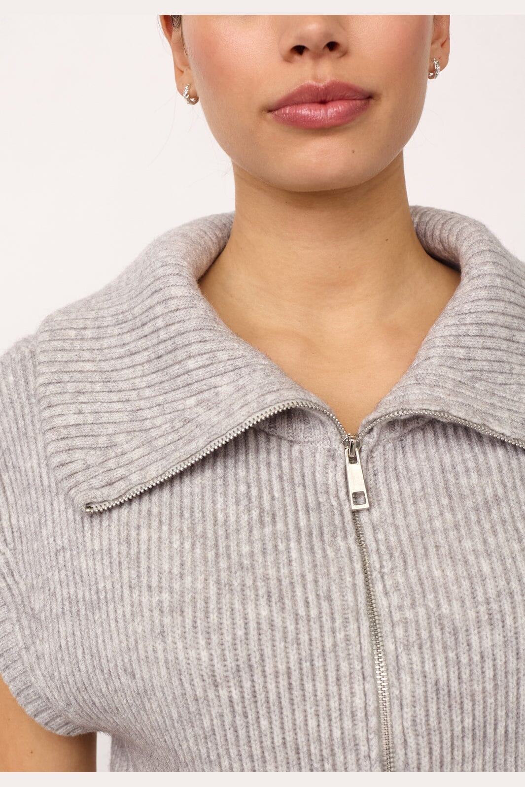 Co´Couture - Rowcc Zip Knit Vest 500028 - 65006 - Grey Melange