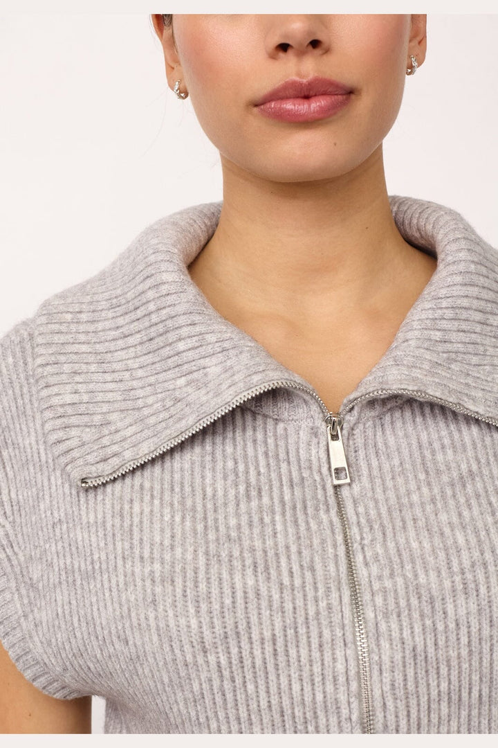 Co´Couture - Rowcc Zip Knit Vest 500028 - 65006 - Grey Melange