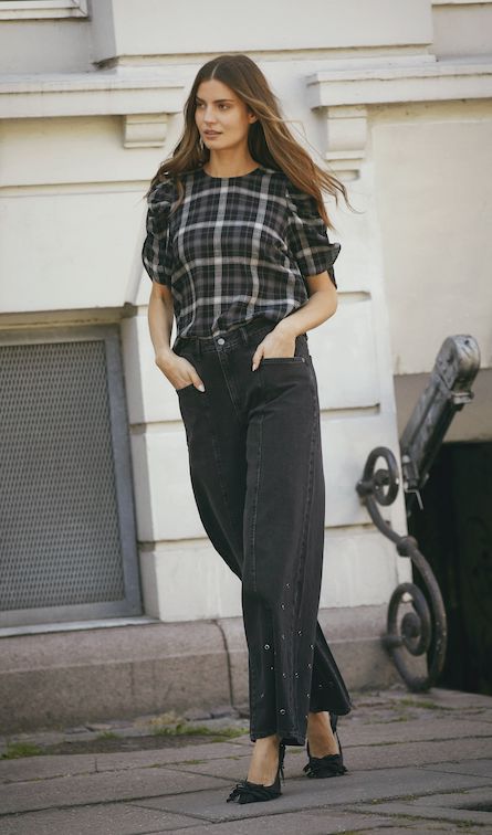 Co´Couture - Sallycc Check Ss Blouse 35881 - 96 - Black Bluser 