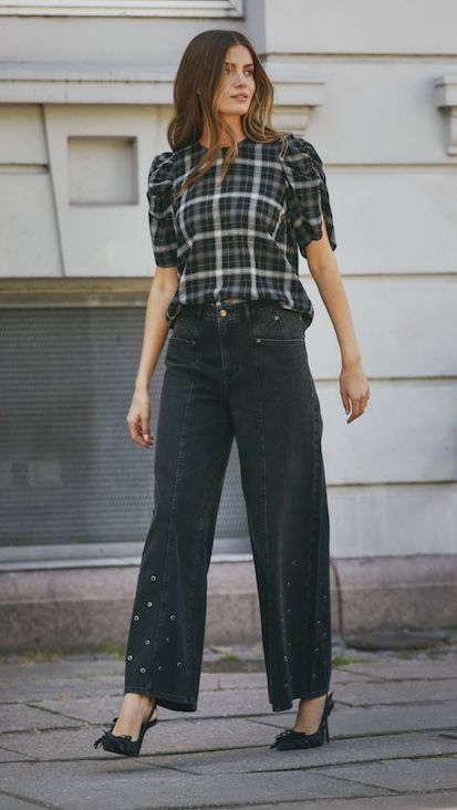 Co´Couture - Sallycc Check Ss Blouse 35881 - 96 - Black Bluser 