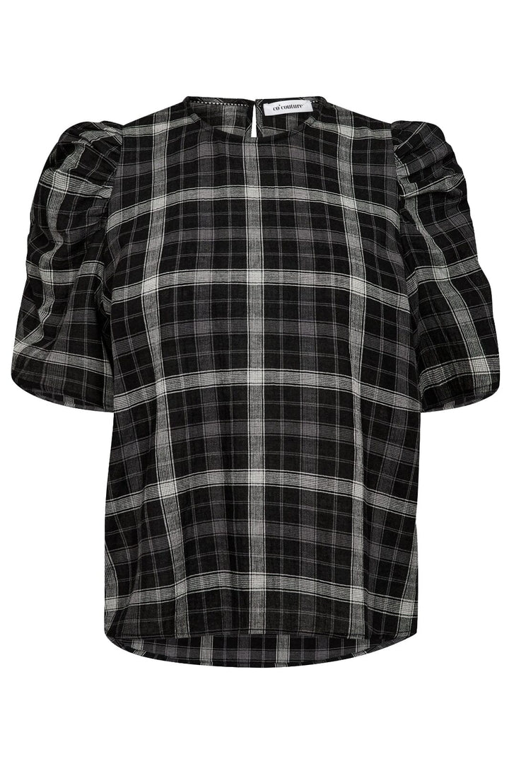 Co´Couture - Sallycc Check Ss Blouse 35881 - 96 - Black
