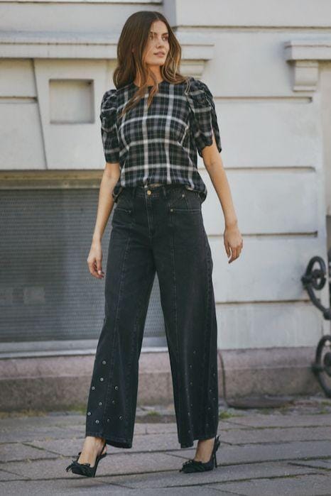 Forudbestilling - Co´Couture - Sifcc Eyelet Wide Jeans 31586 - 96 - Black Bukser 