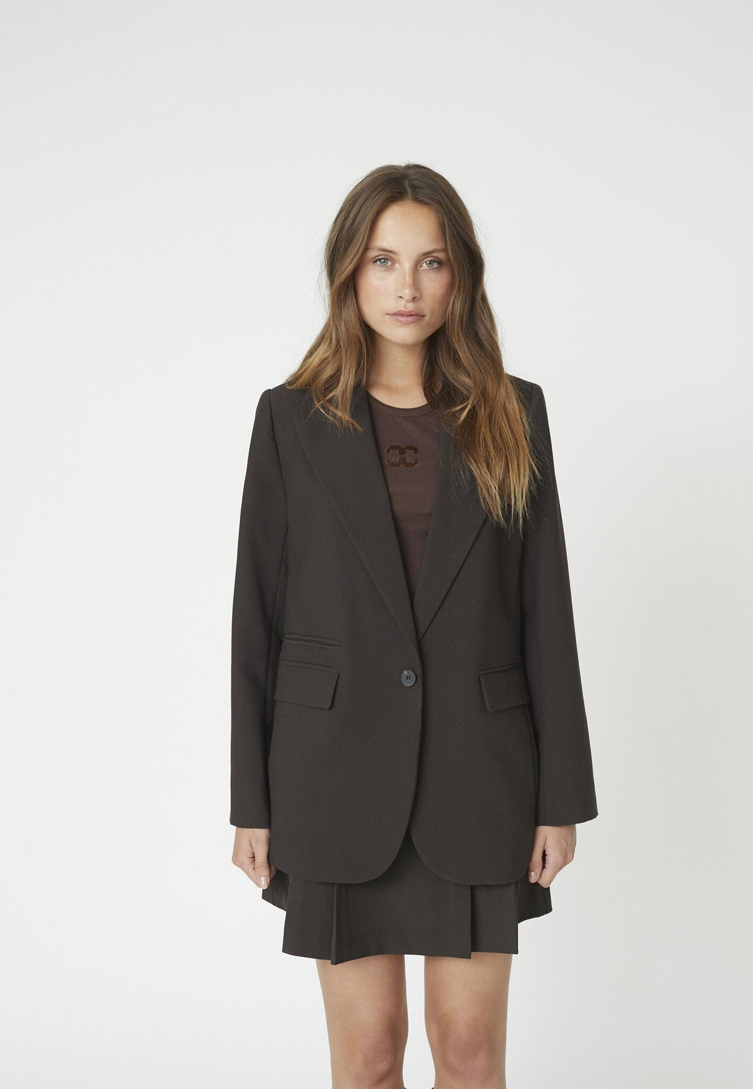 Co´Couture - Volacc Single Oversize Blazer 30050 - 145 - Dark Brown Blazere 