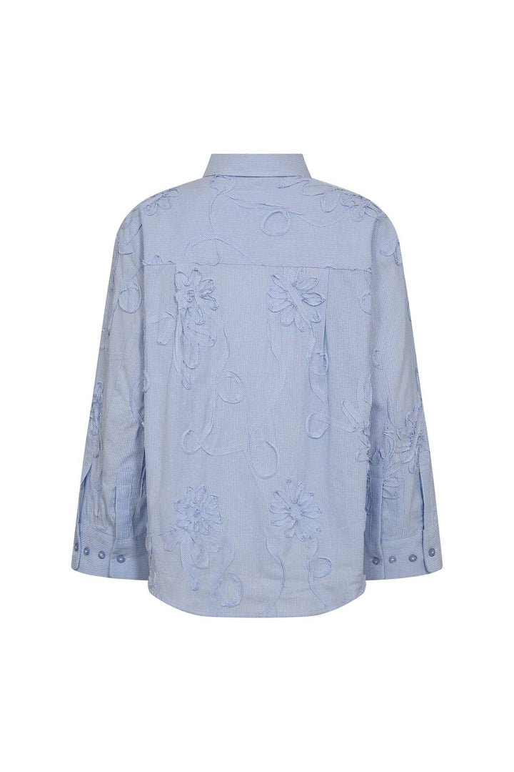 Co´Couture - Xaviercc Stripe Flower Shirt 45040 - 23 - Pale Blue