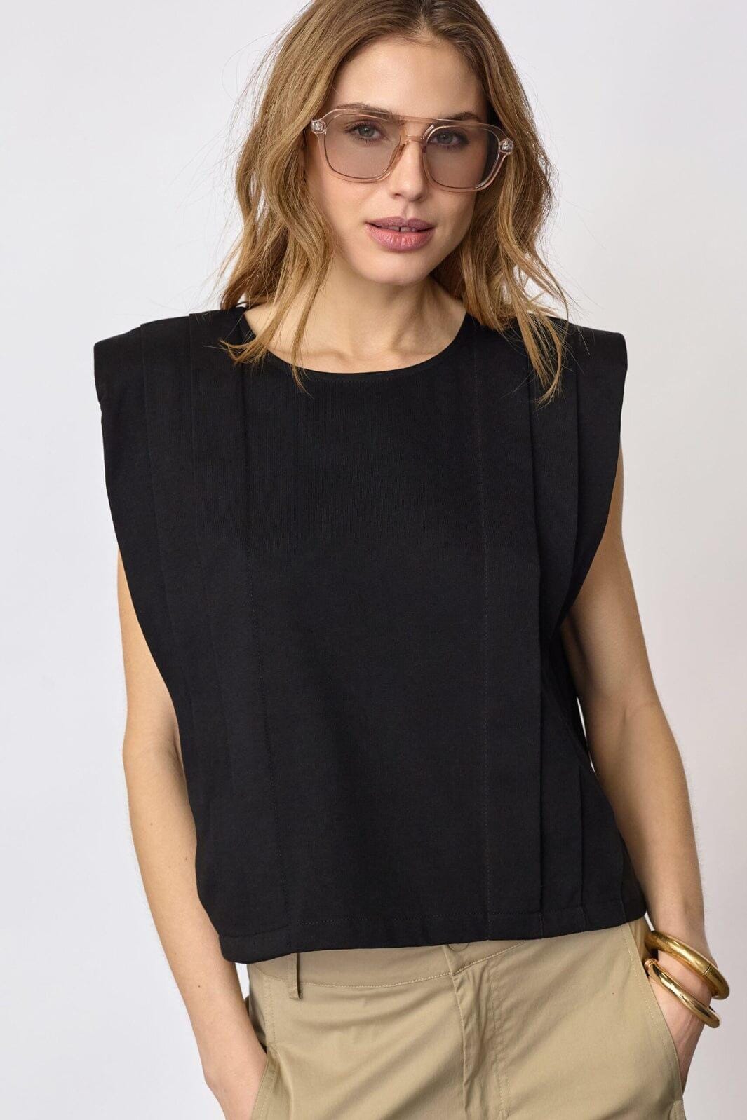 Co´Couture - Zellicc Padded Pleat Top 45151 - 96 - Black T-shirts 