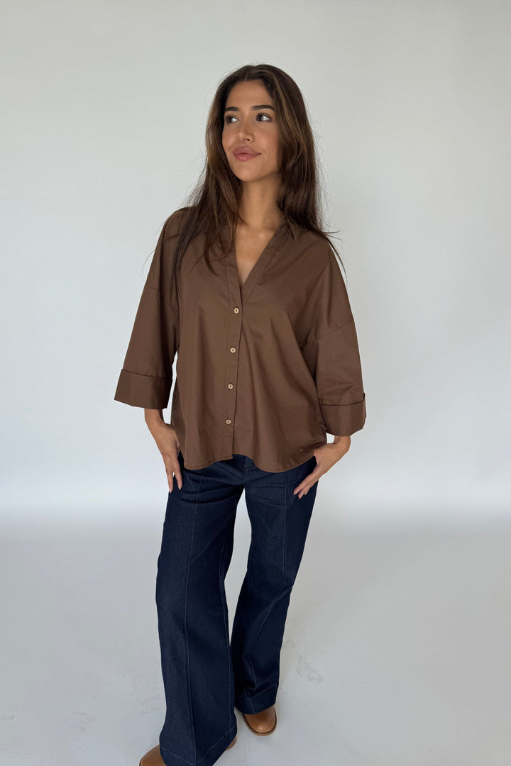 Continue - Augusta Shirt 14985 - Dark Brown Skjorter 