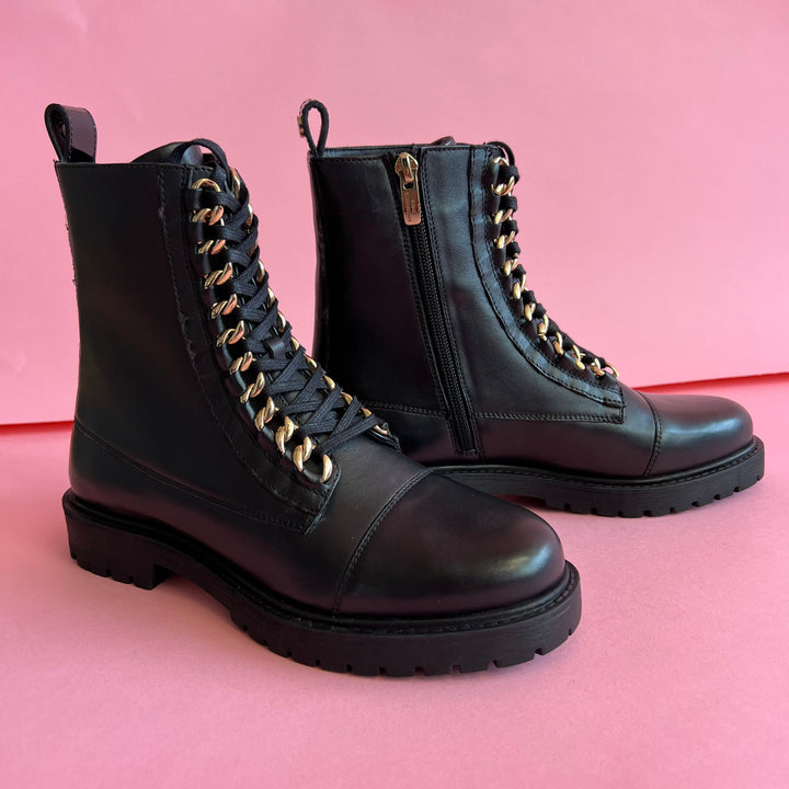 Copenhagen Shoes - New Rock Patent - 2207 Black/Gold Støvler 