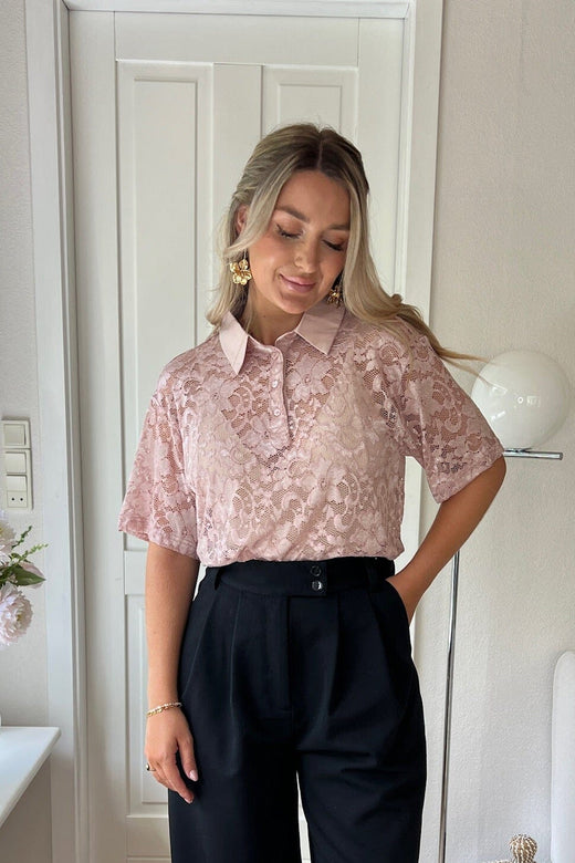Dear Molly - Broderi Polo Shirt - Pink Skjorter 