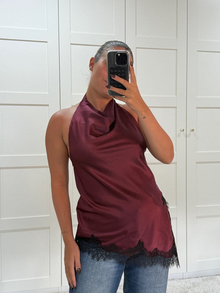Dear Molly - Halterneck Lace - Bordeaux Toppe 