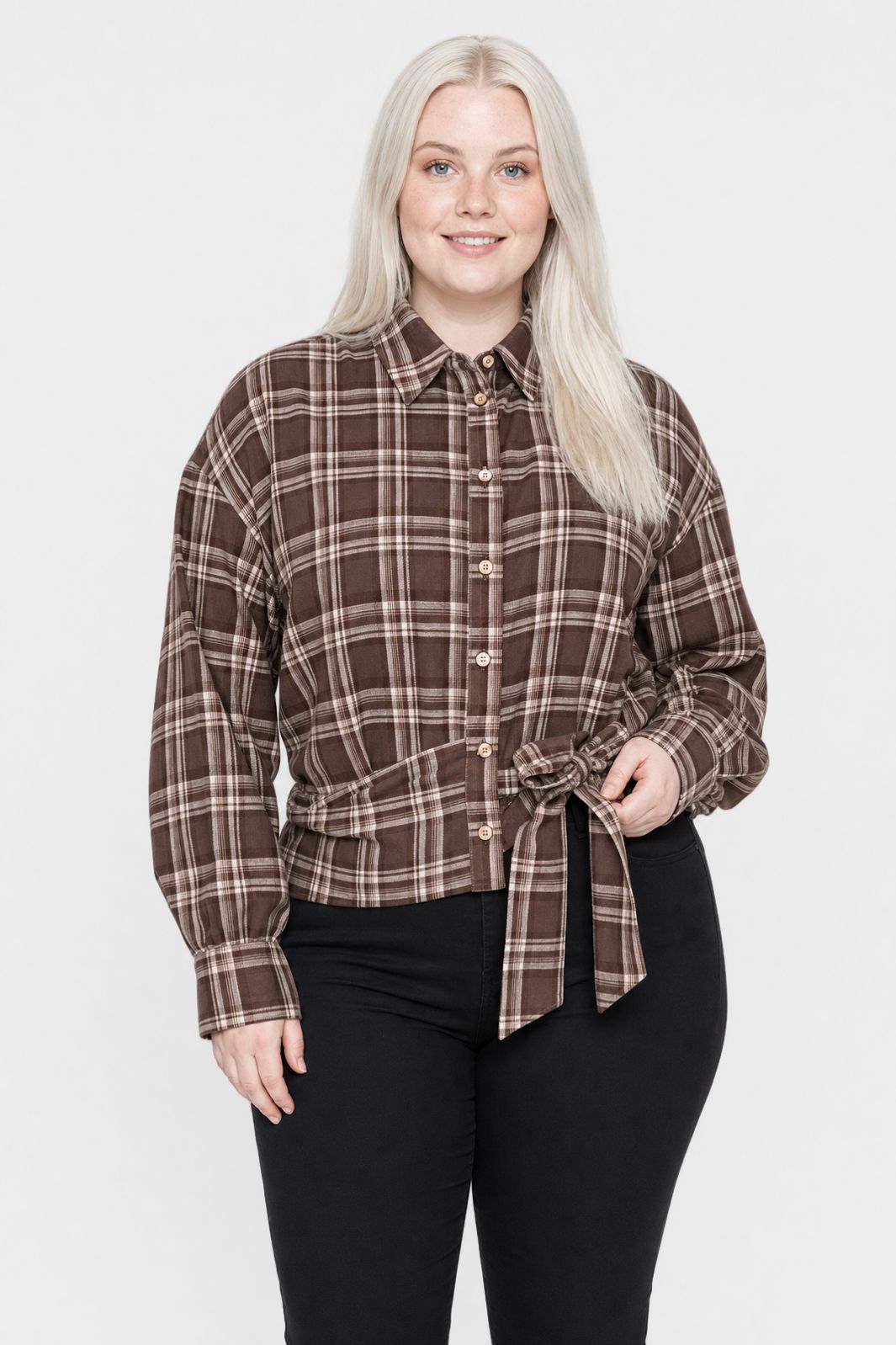 Dear Molly - Quilt Twist Shirt  Ch171499b  - Brown Check - XL