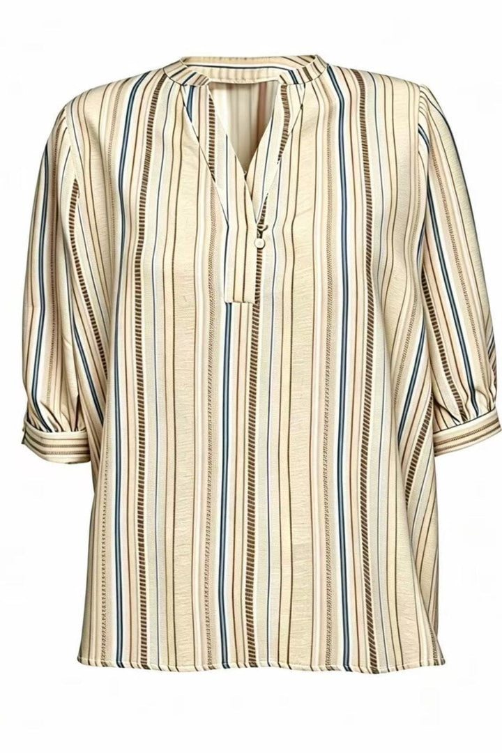 Dear Molly - Stripe Shirt - beige, And Blue And Brown Skjorter 
