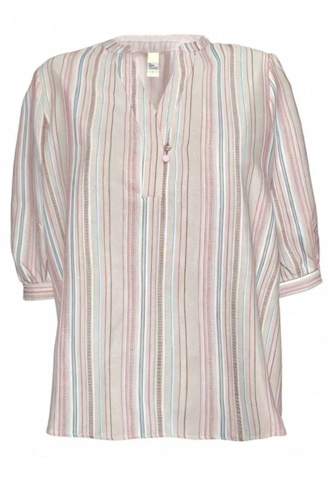 Dear Molly - Stripe Shirt - Beige, pink And Blue Skjorter 