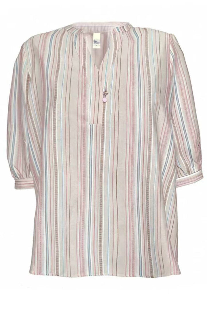 Dear Molly - Stripe Shirt - Beige, pink And Blue Skjorter 