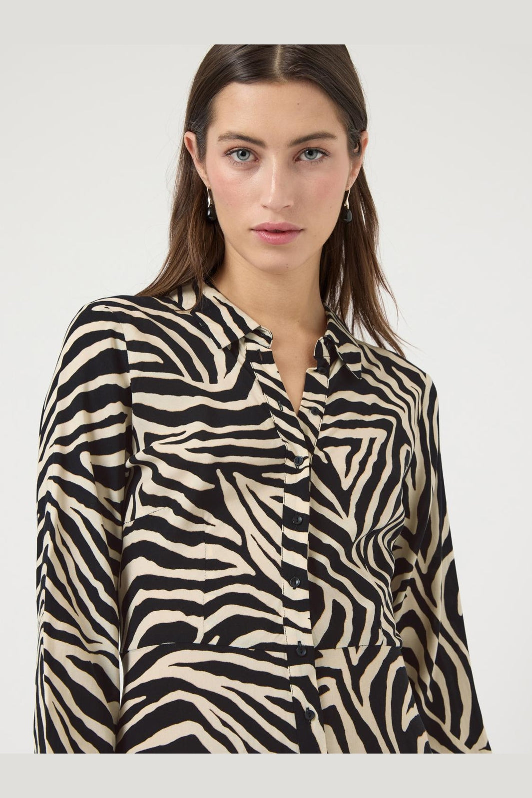 YAS - Yassavanna Long Shirt Dress - 4844009 Birch Zebra Print