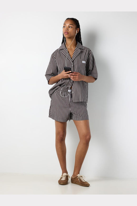 Noisy May - Nmfrida Stripe Shorts - 5191130 Chocolate Brown Birch